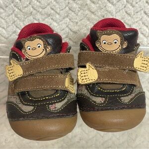 Stride Rite Curious George Brown Leather Infant Shoes size 3W